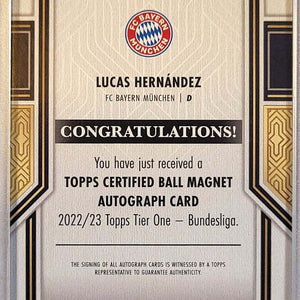 Lucas Hernandez - 2022/25 - Topps Tier One - Auto /110