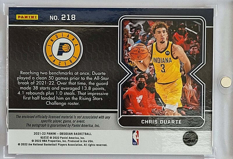 Chris Duarte - 2021/22 Panini Obsidian - Rookie Card - Auto - Jersey