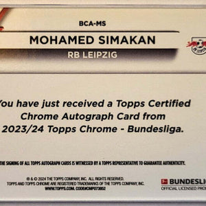 Mohamed Simakan - 2023/24 - Topps Chrome - Auto /60