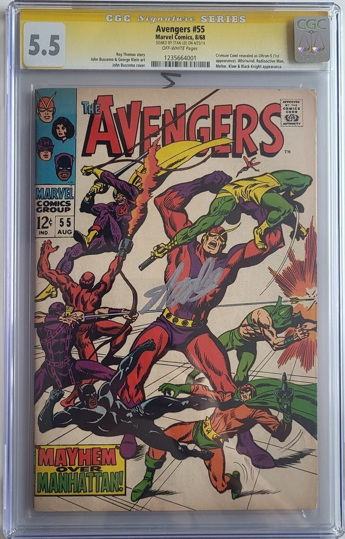 Avengers #55 (Marvel 1968) – 1st Ultron – CGC 5.5 Signature Series – Stan Lee Autogramm