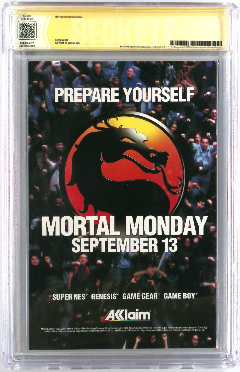 Batman #499 – CBCS 9.4 – Signiert von Christian Bale – „Knightfall“-Storyline